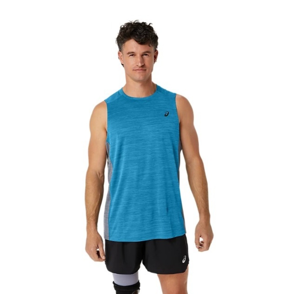 ASICS® (Men's 3XL)‎ Train Sana™ Muscle Tank in Island Blue/Sheet Rock